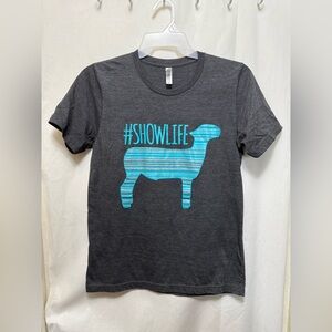 Show Lamb Livestock Charcoal Gray #ShowLife T-Shirt Womens Medium 0132